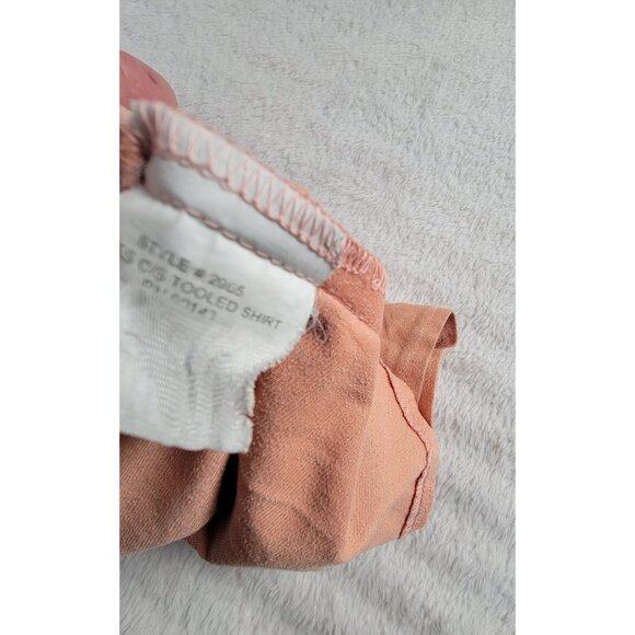 Outback Trading Co Women Peach Tooled Short Sleeve Button-Up Western Shirt Small - Picture 3 of 8